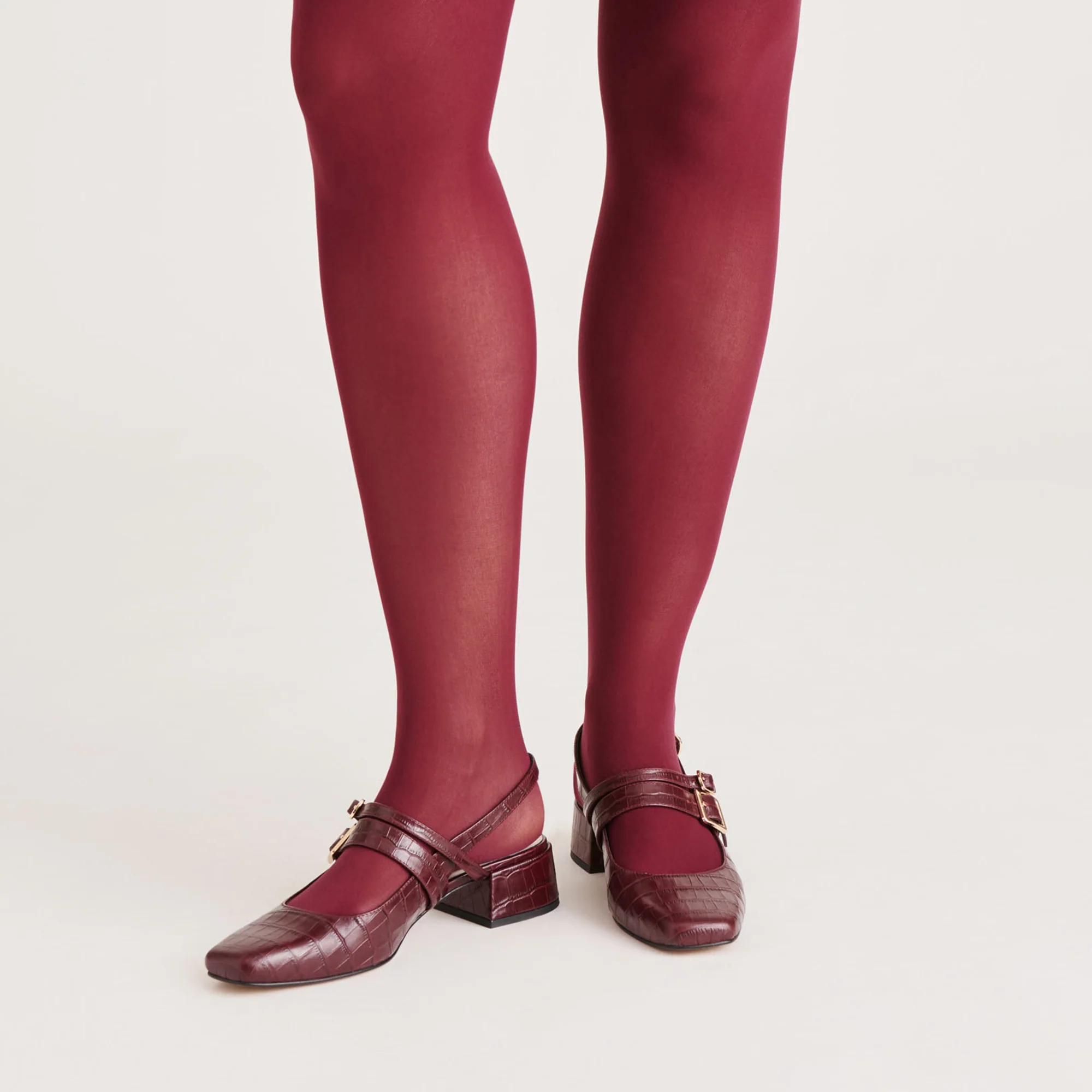 2 PACK SOLID TIGHTS CHERRY BLACK - Image 2