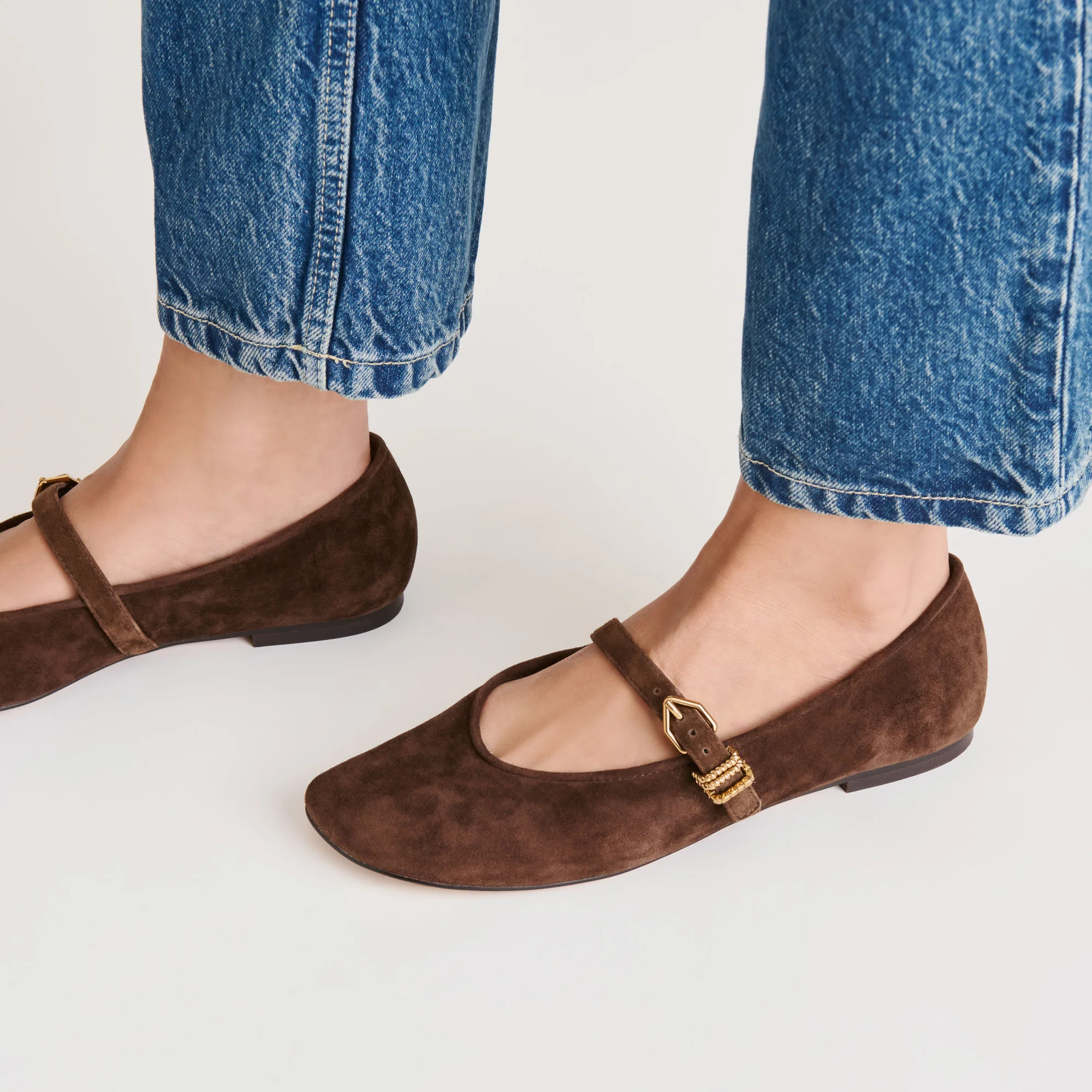 ALIZZA BALLET FLATS DK BROWN SUEDE - Image 2