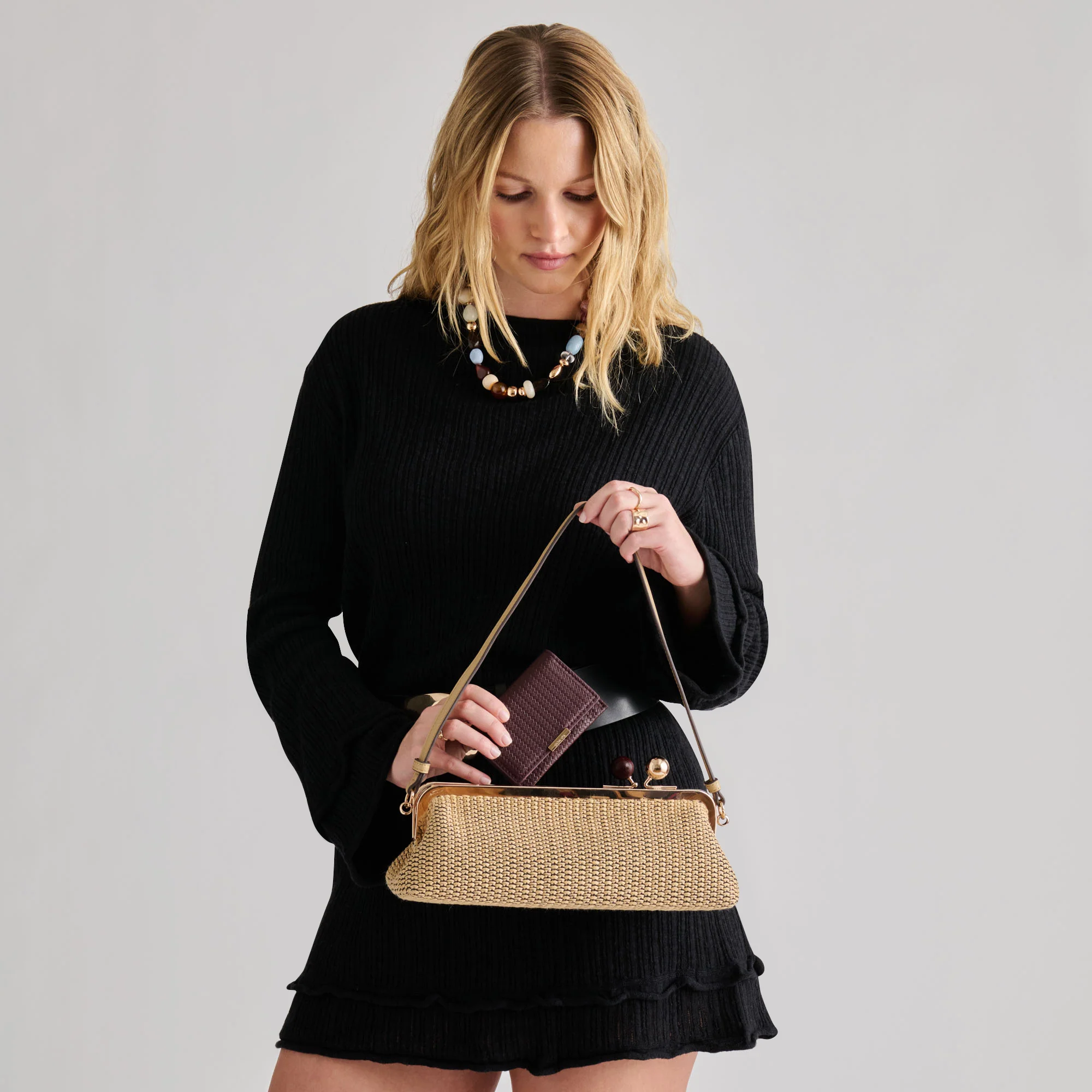 AMBRIAA SHOULDER BAG NATURAL RAFFIA - Image 6