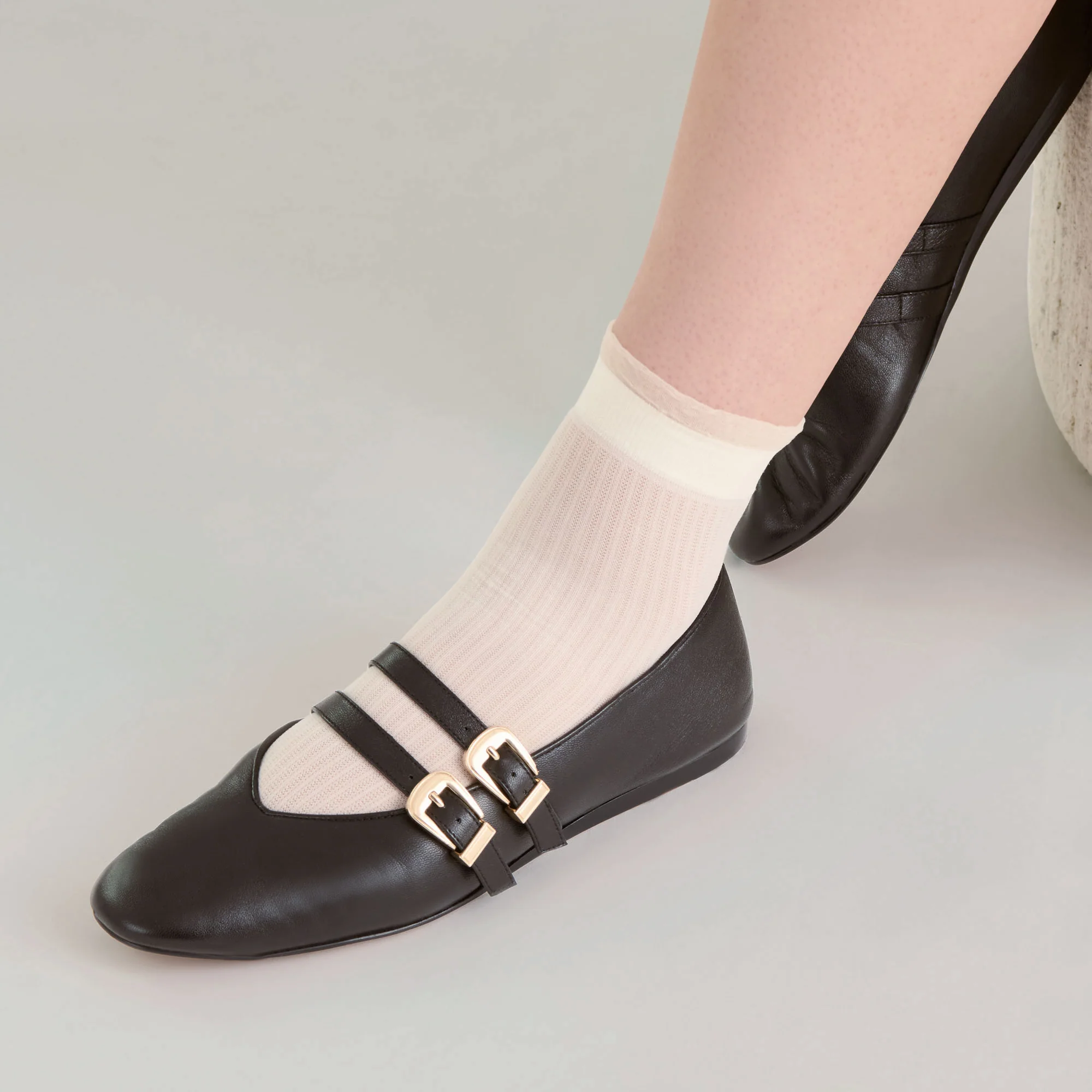 BAYLEE BALLET FLATS BLACK LEATHER - Image 6
