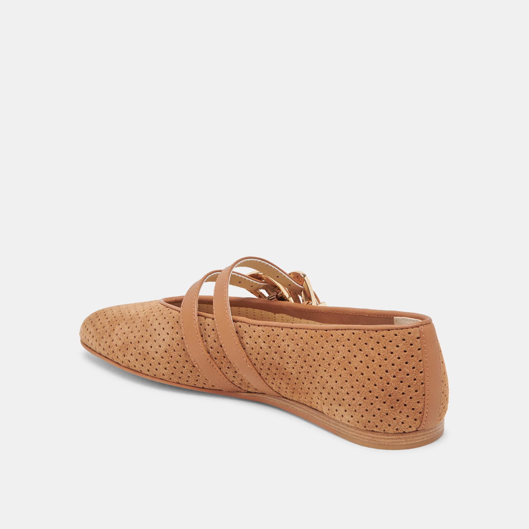 BAYLEE WIDE BALLETS FLATS PECAN PERFORATED SUEDE - Image 5