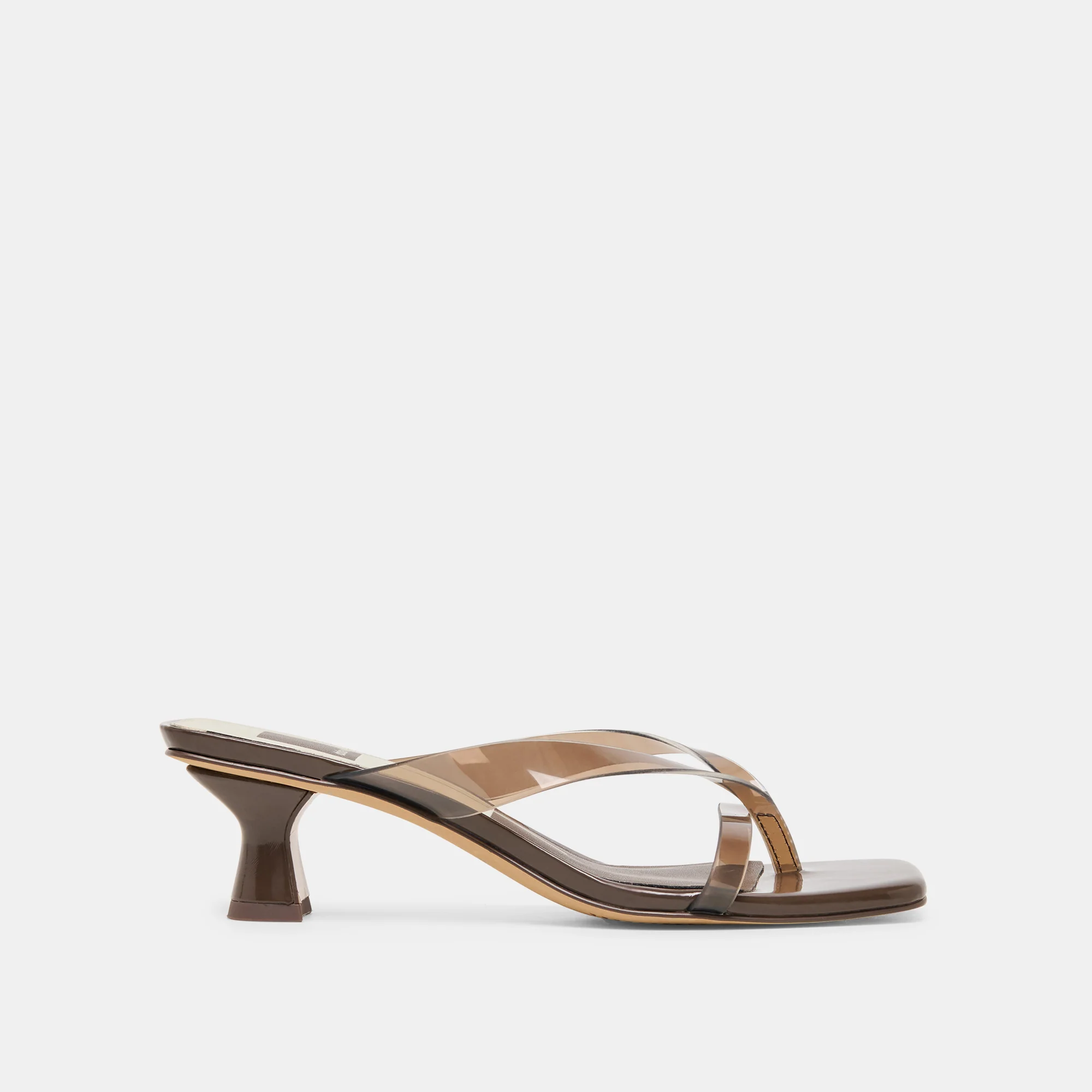 BREVEL VINYL WIDE HEELS DK BROWN JELLY