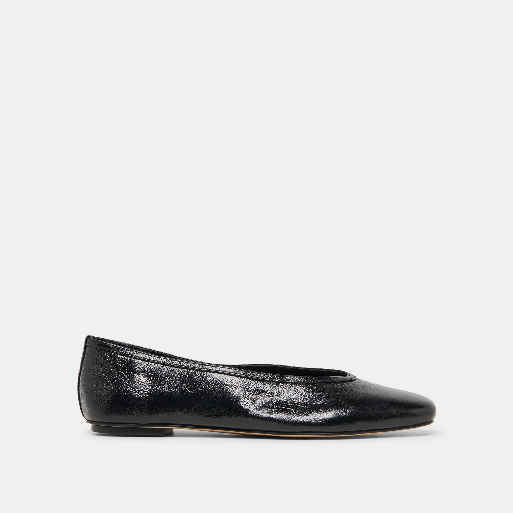 CARET BALLET FLATS BLACK LEATHER