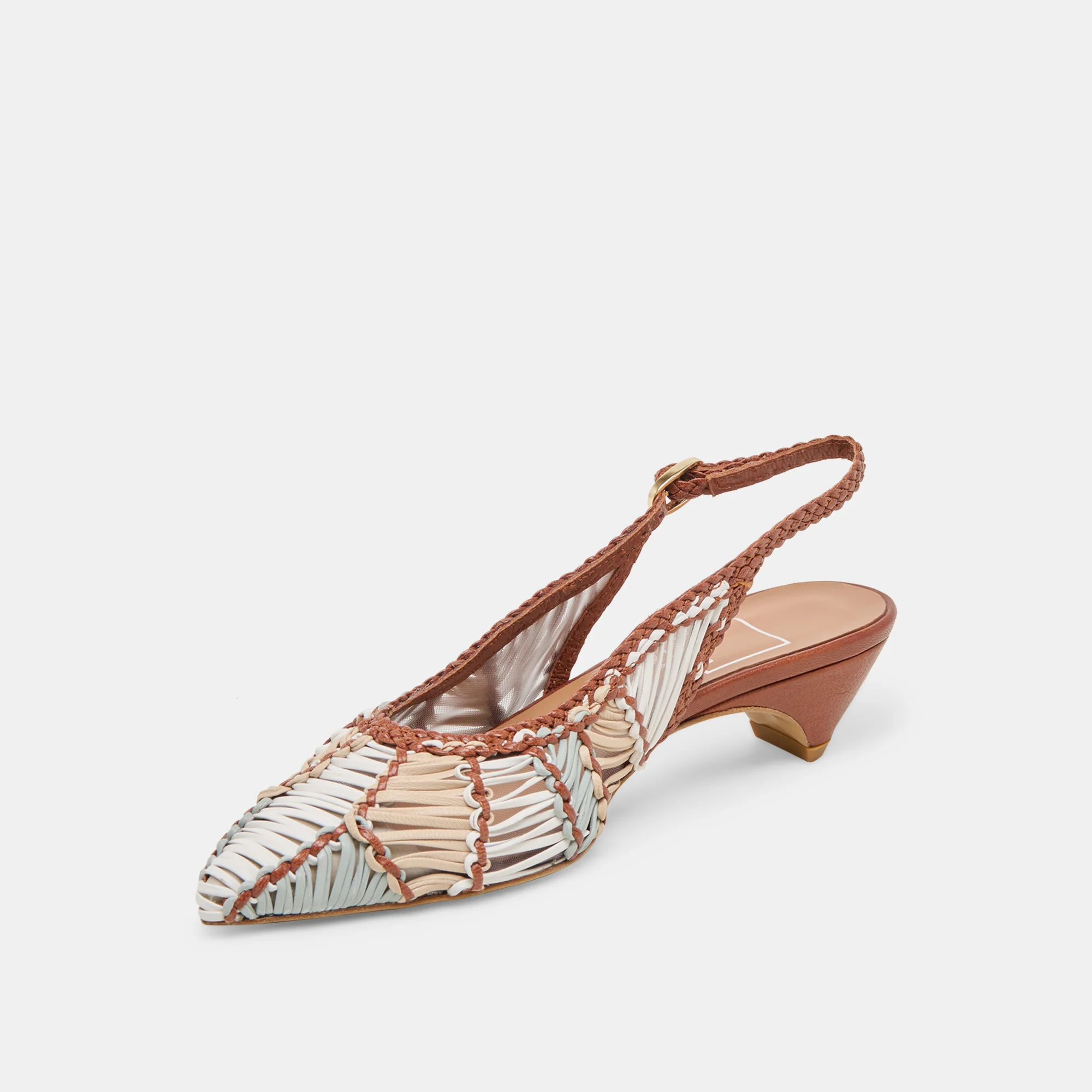DAFNEY HEELS TAN MULTI WOVEN LEATHER - Image 4
