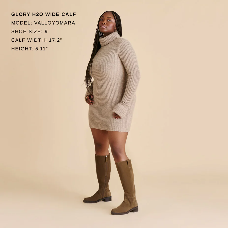 GLORY H2O WIDE CALF BOOTS OLIVE SUEDE - Image 2