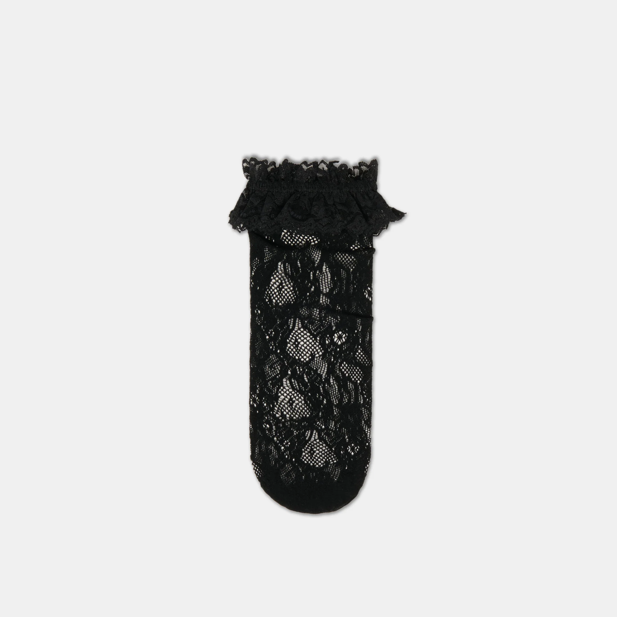 LACE RUFFLE CREW SOCKS BLACK