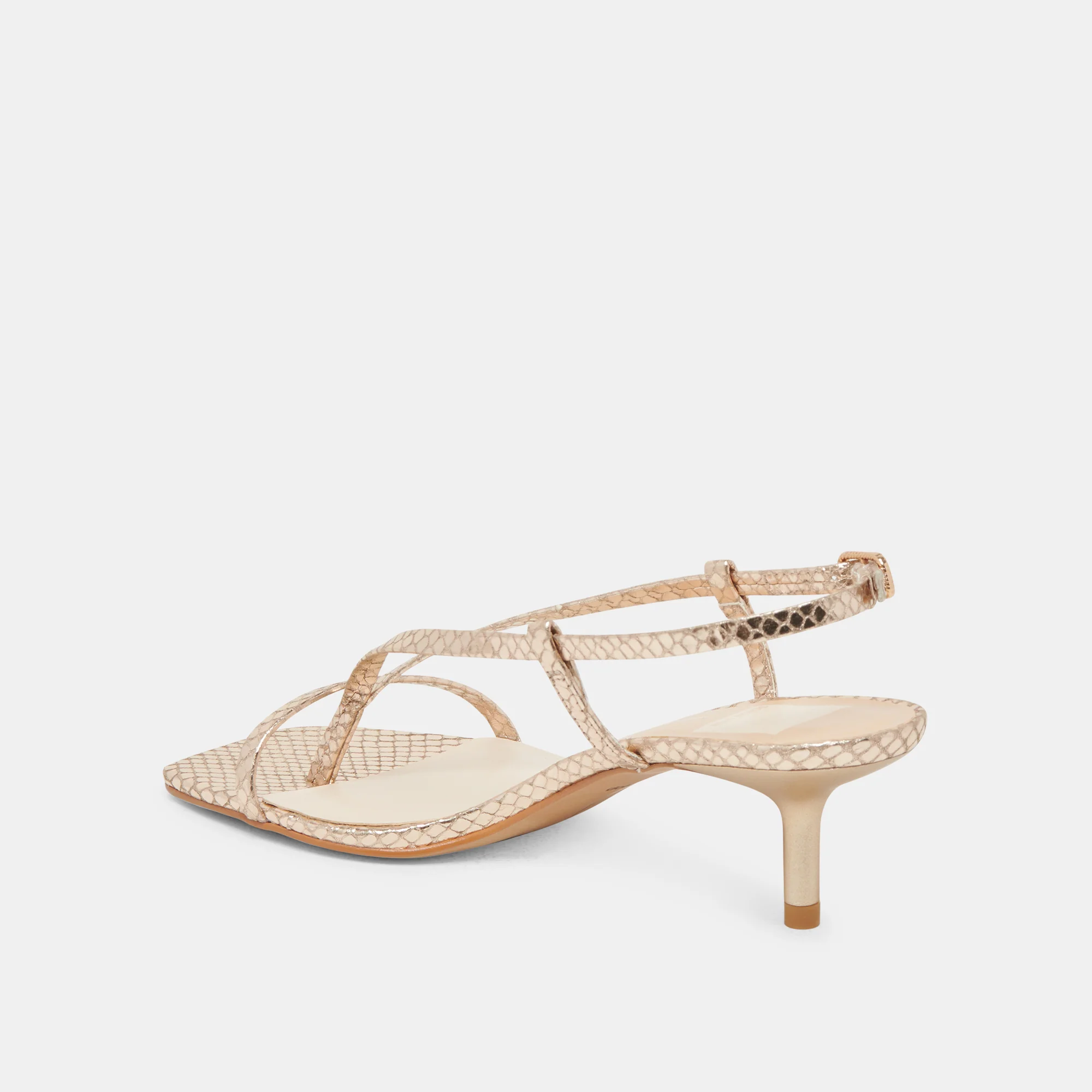LAURY HEELS CHAMPAGNE EMBOSSED LEATHER - Image 9