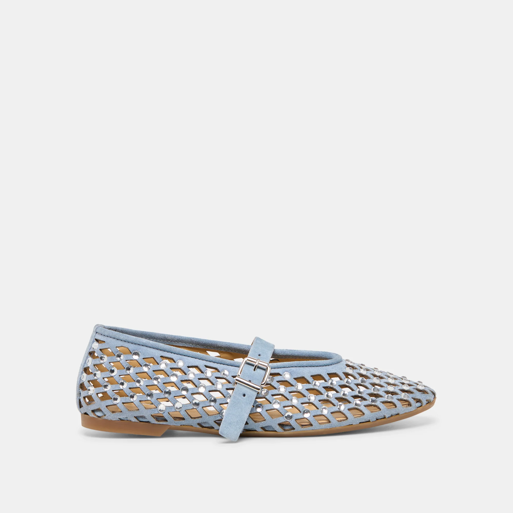 MAVIN RHINESTONE BALLET FLATS BLUE SUEDE