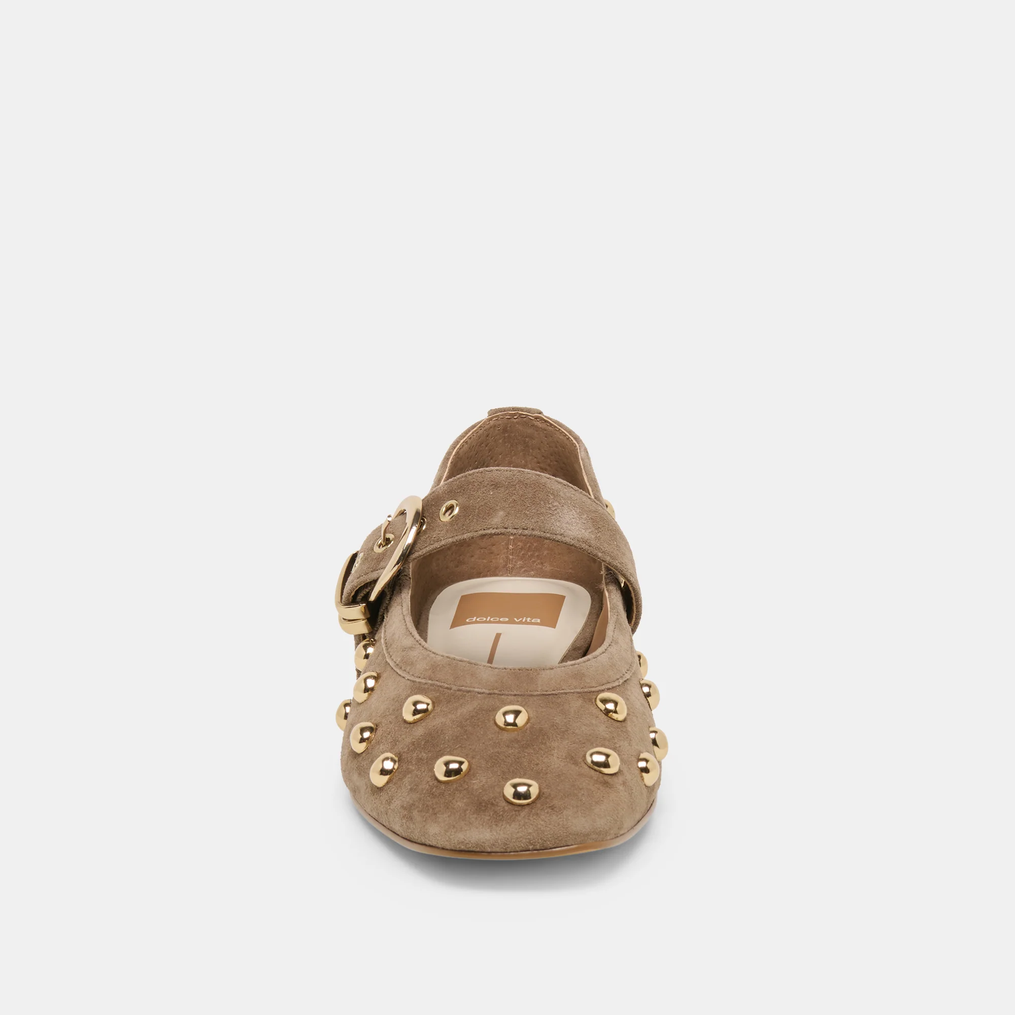 MIKEL STUD BALLET FLATS OLIVE SUEDE - Image 6
