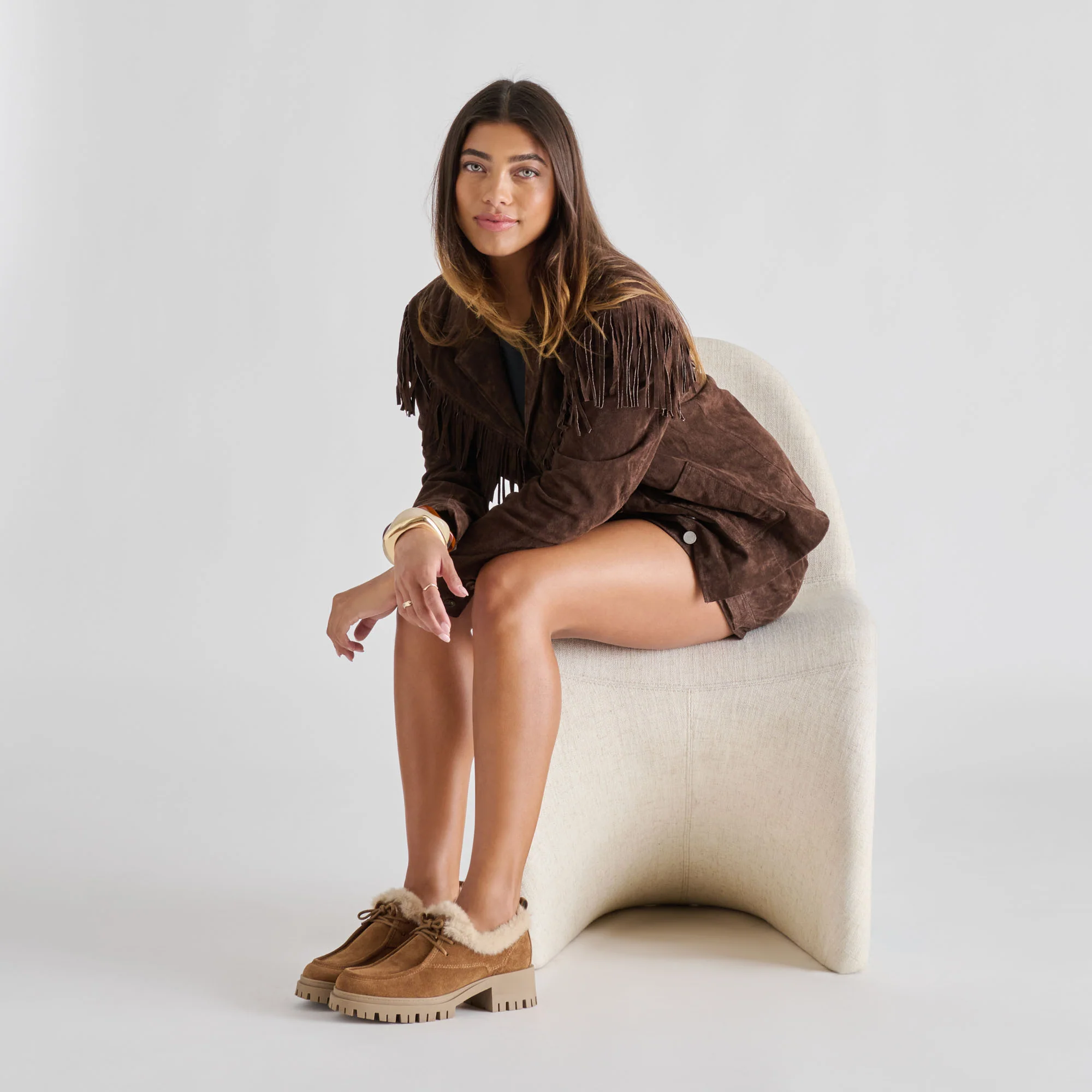 MILZA PLUSH LOAFERS LT BROWN SUEDE - Image 2