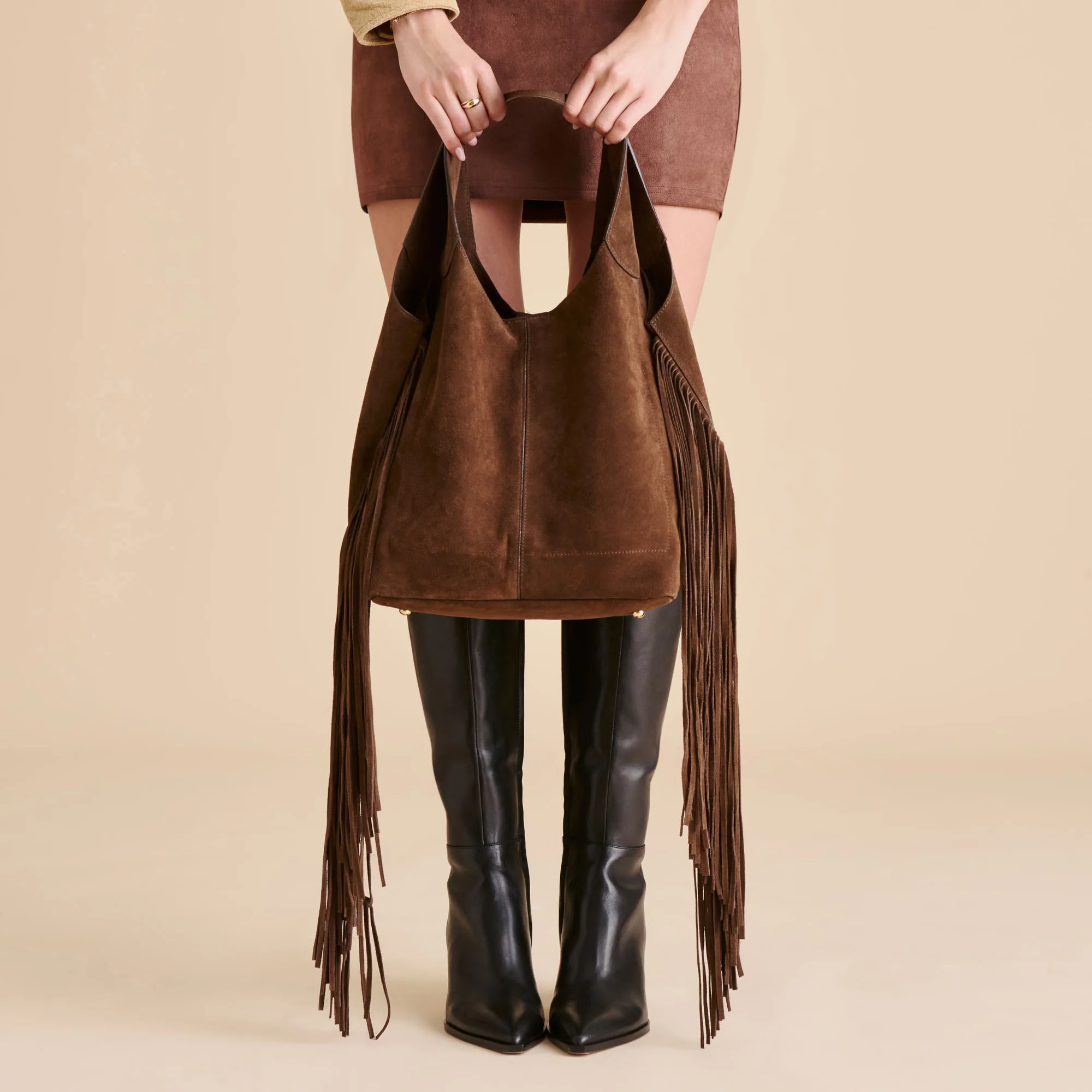 NAKOMA SHOULDER BAG CHOCOLATE SUEDE - Image 3