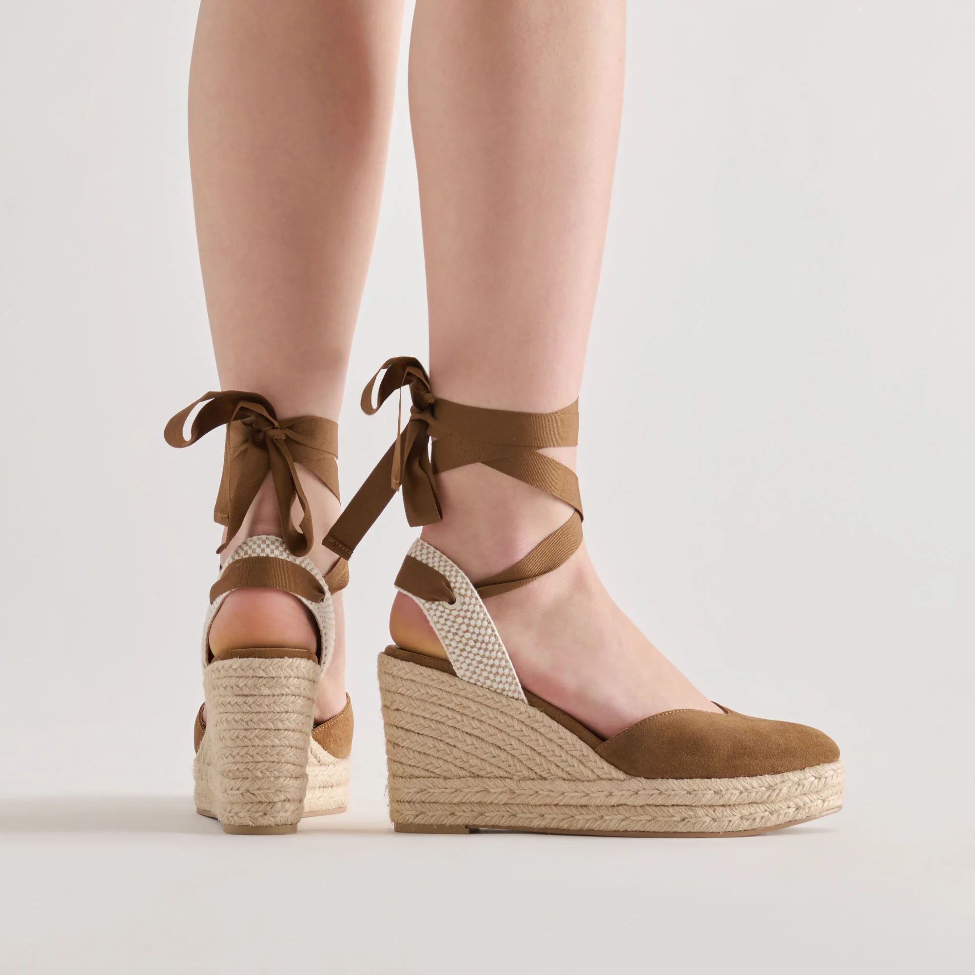 NOURA WEDGES LT BROWN SUEDE - Image 2