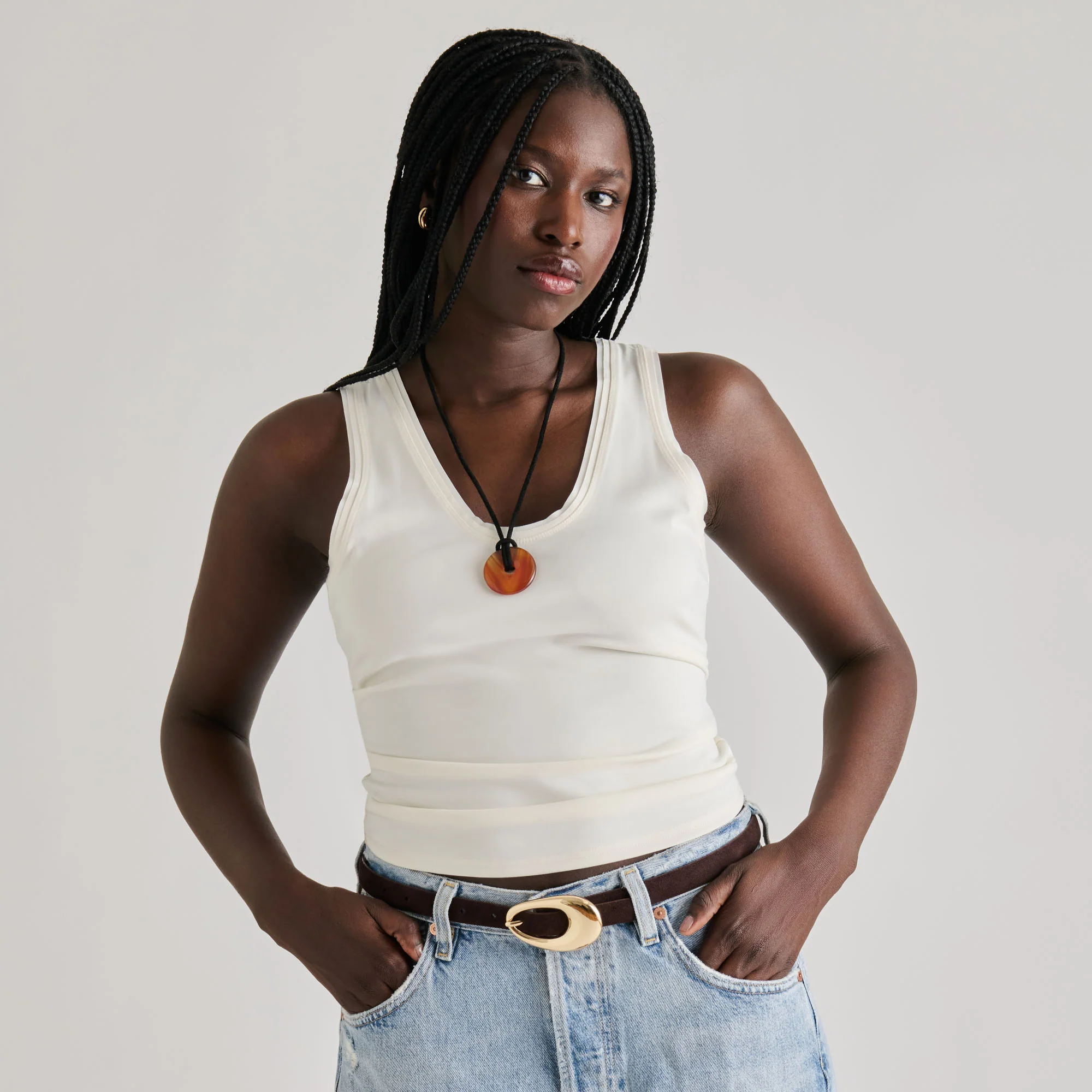 ORGANIC OVAL BUCKLE BELT MAHOGANY GOLD - Image 7