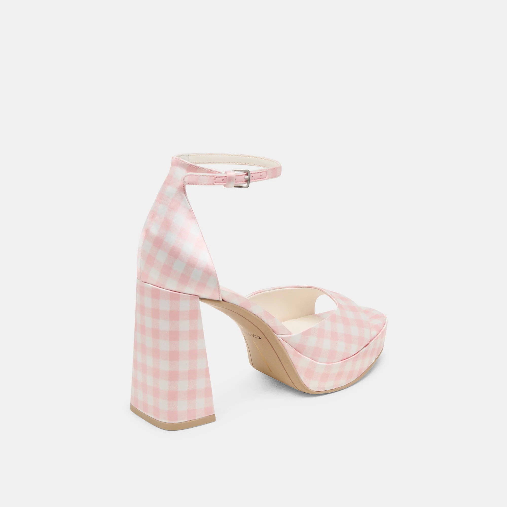 PANDRO X BYRDIE GOLF WIDE HEELS PINK PLAID GINGHAM - Image 3