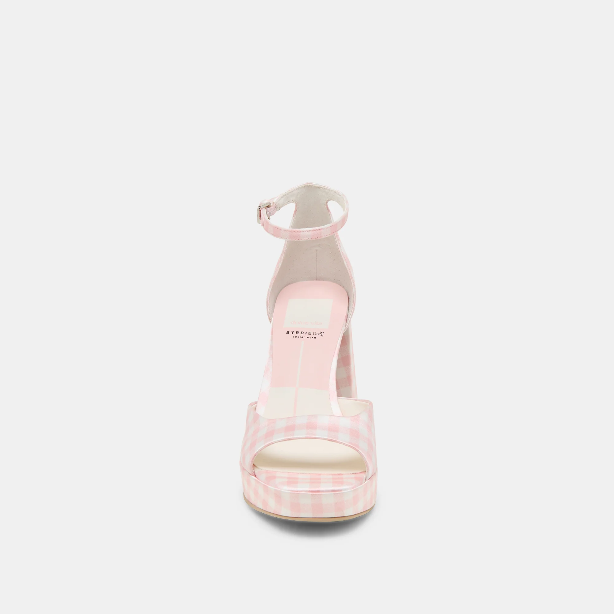 PANDRO X BYRDIE GOLF WIDE HEELS PINK PLAID GINGHAM - Image 6