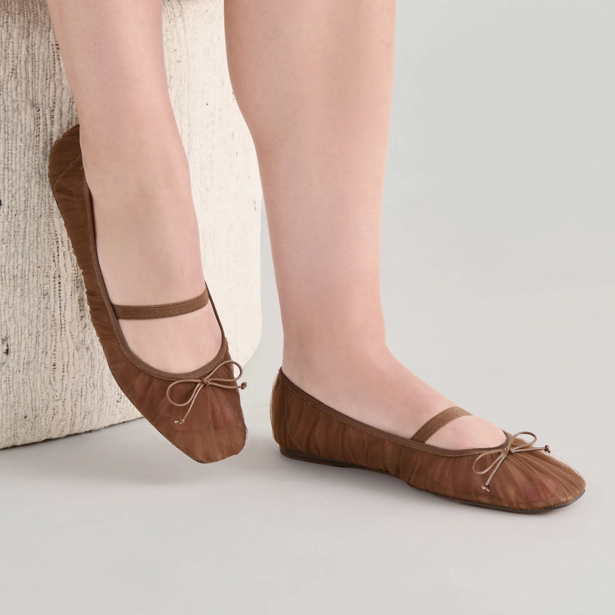 RAEVEN BALLET FLATS MID BROWN TULLE - Image 8