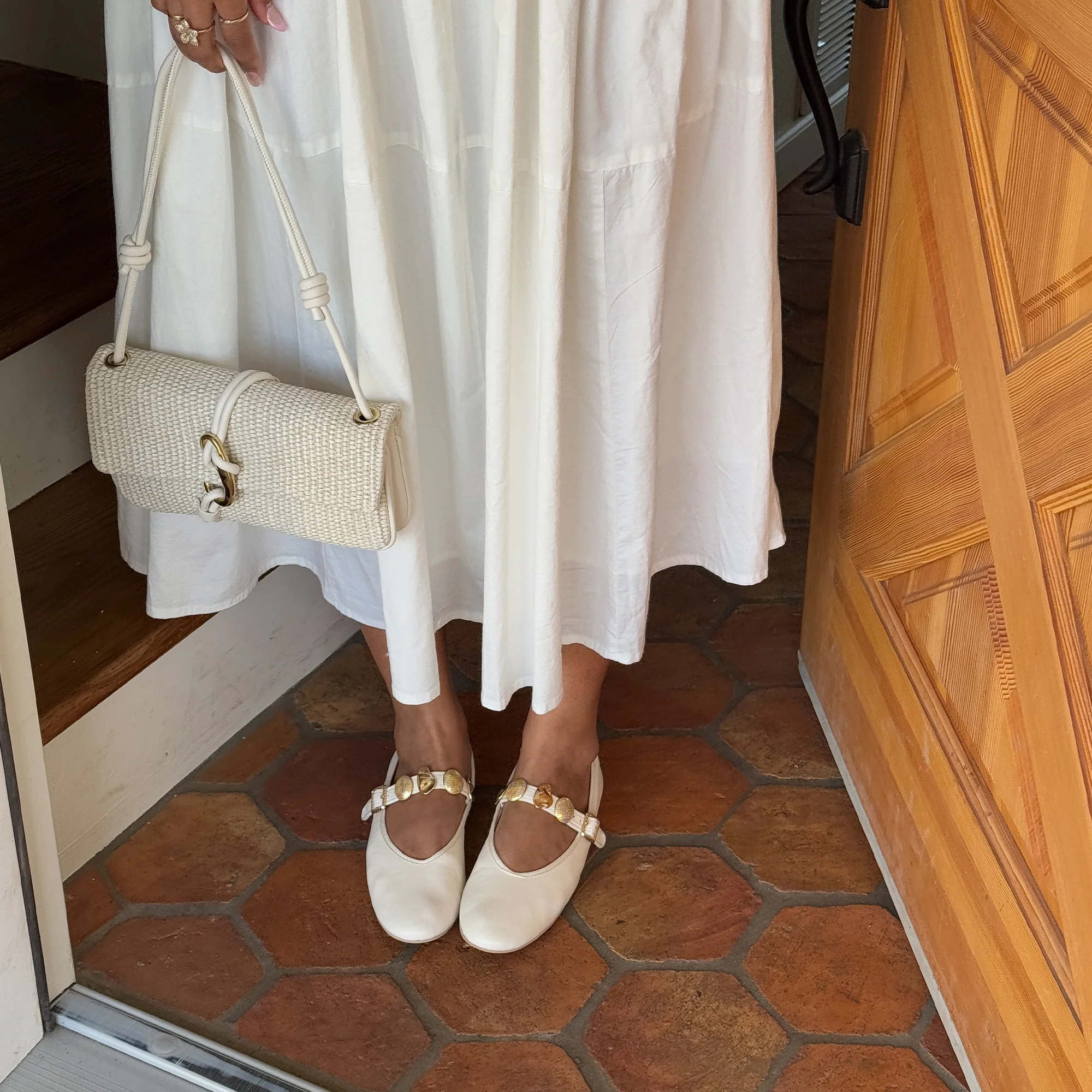 RELAN BALLET FLATS OFF WHITE LEATHER - Image 4
