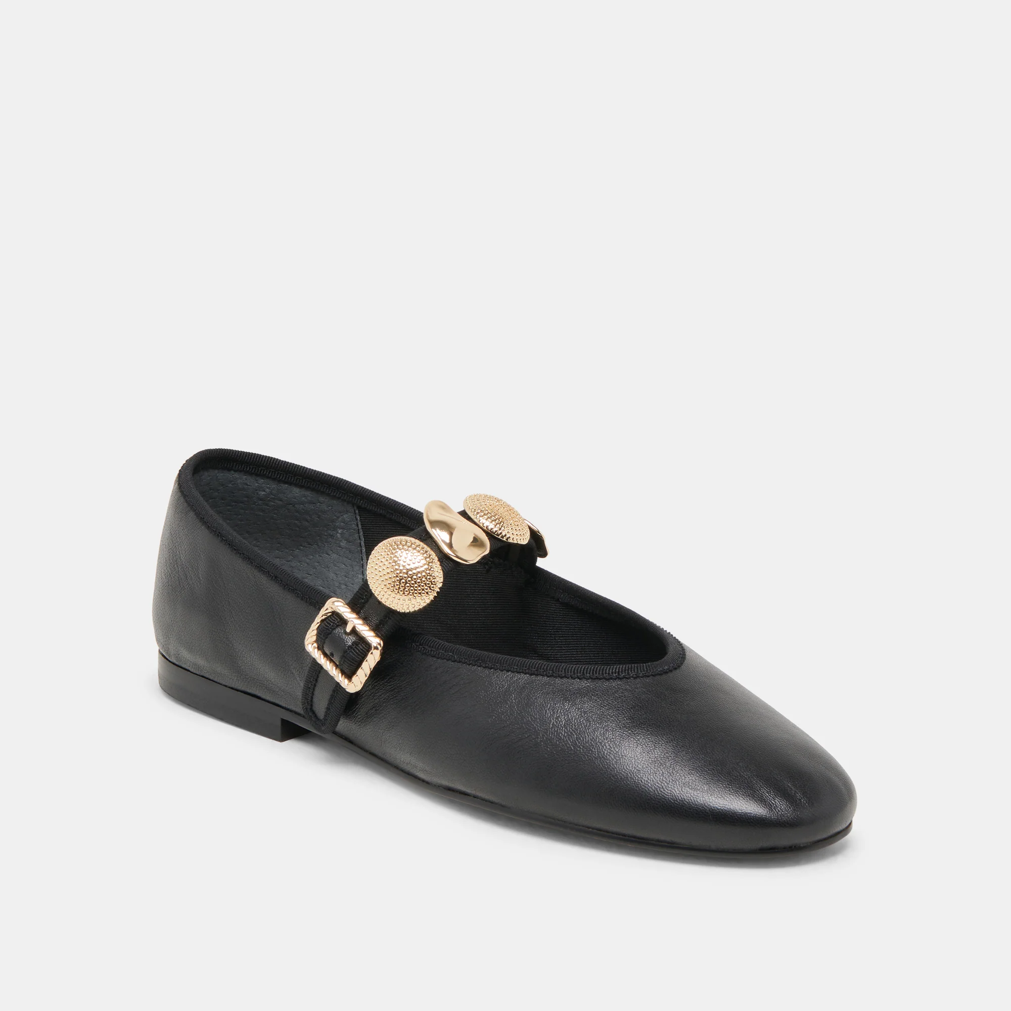 RELAN WIDE BALLET FLATS BLACK LEATHER - Image 2