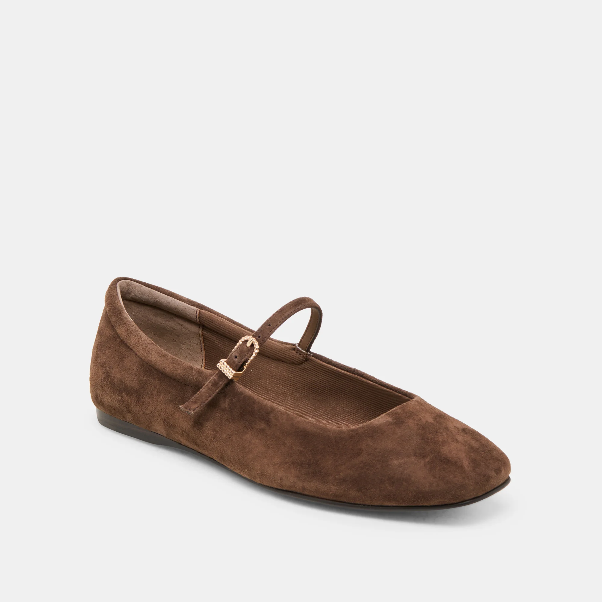 REYES WIDE BALLET FLATS DK BROWN SUEDE - Image 2