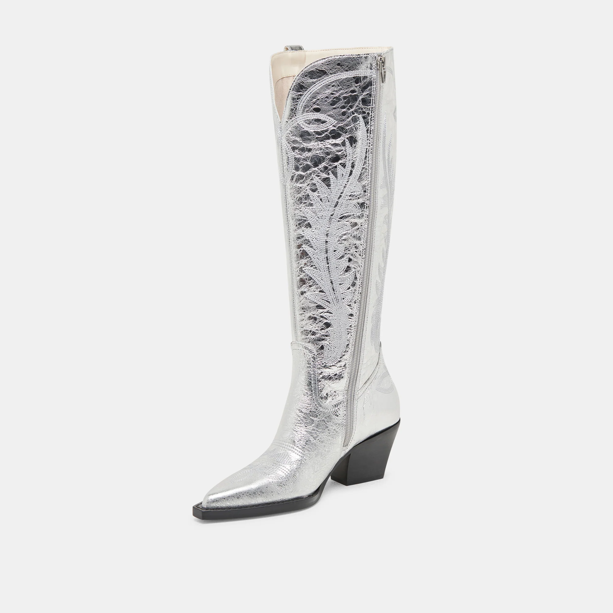 RYATT EXTRA WIDE CALF BOOTS SILVER DISTRESSED LEATHER - Image 4
