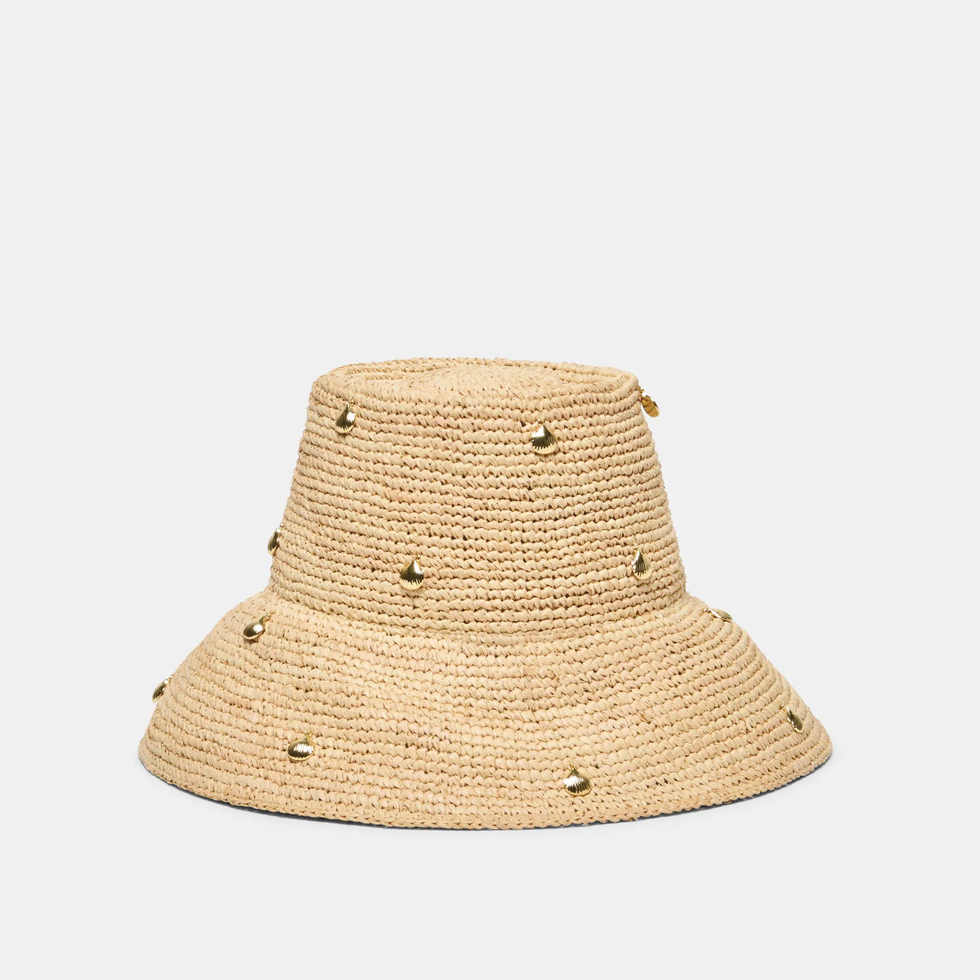 STRAW CLOCHE WITH CHARMS NATURAL