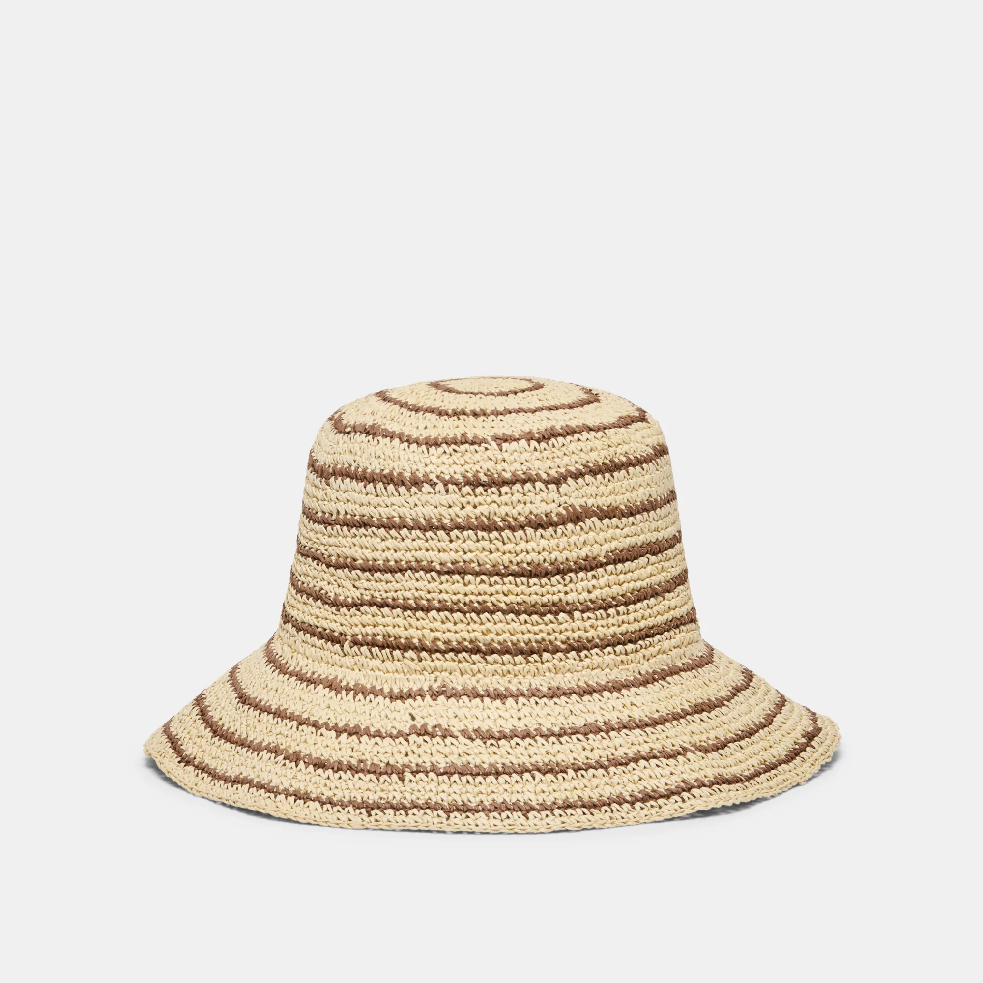 STRIPED STRAW CLOCHE BROWN NATURAL