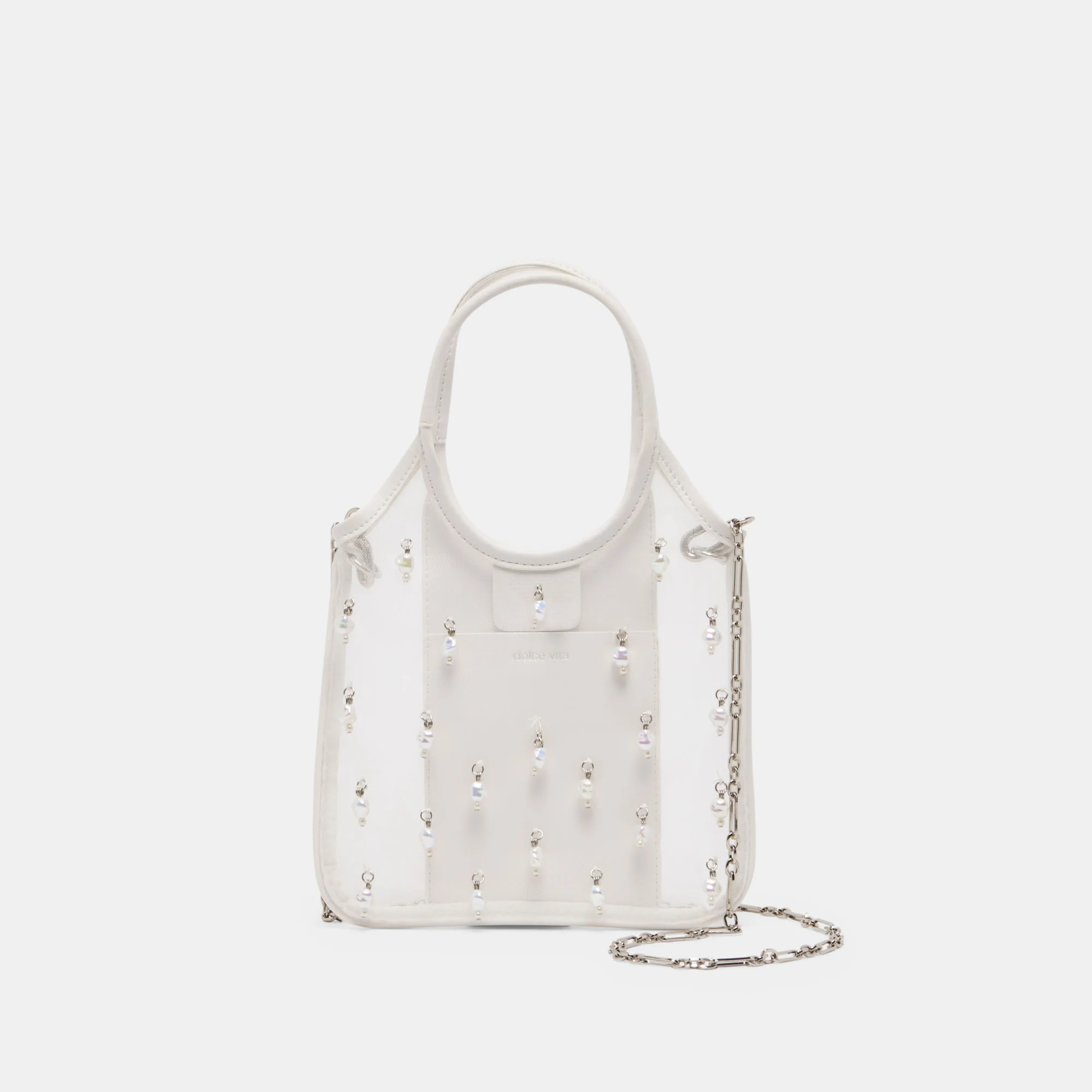 SYLVENE PEARL CROSSBODY WHITE MESH