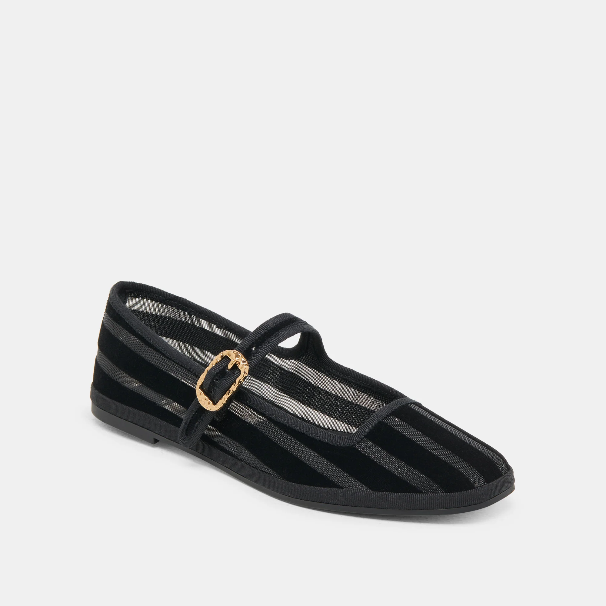 TAMEKA BALLET FLATS BLACK STRIPE MESH - Image 2