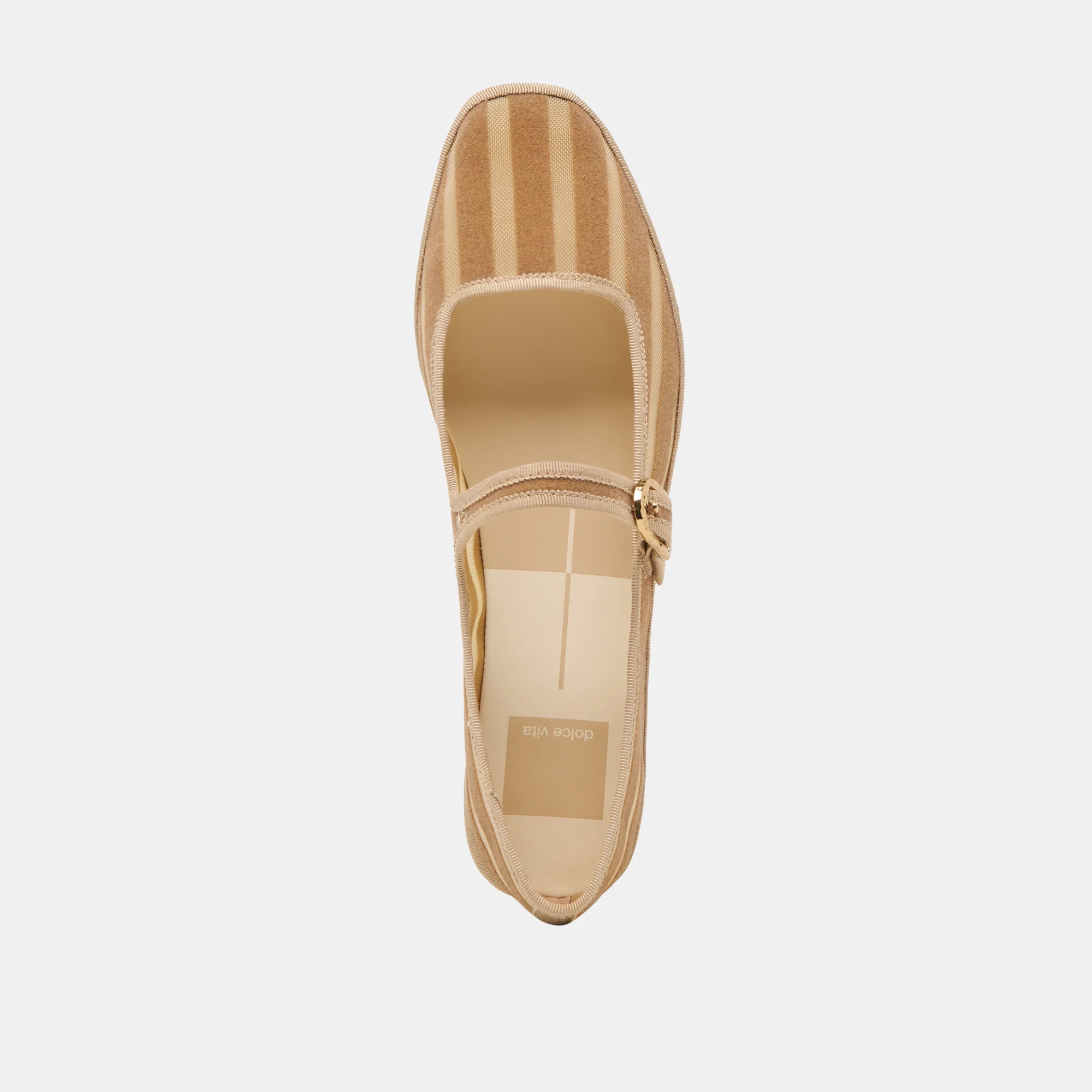 TAMEKA BALLET FLATS TAN STRIPE MESH - Image 7