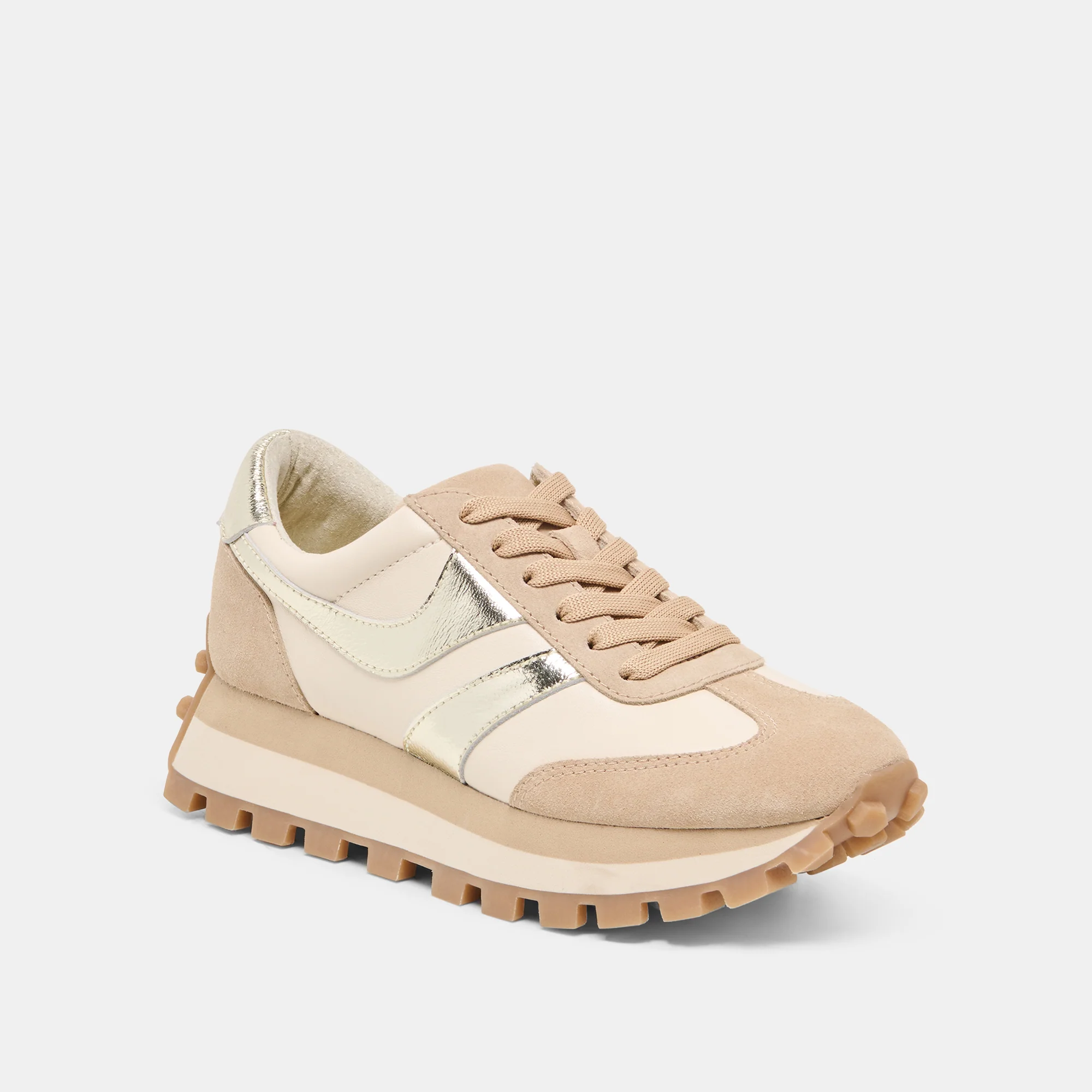 TRESA SNEAKERS WHITE GOLD SUEDE - Image 2