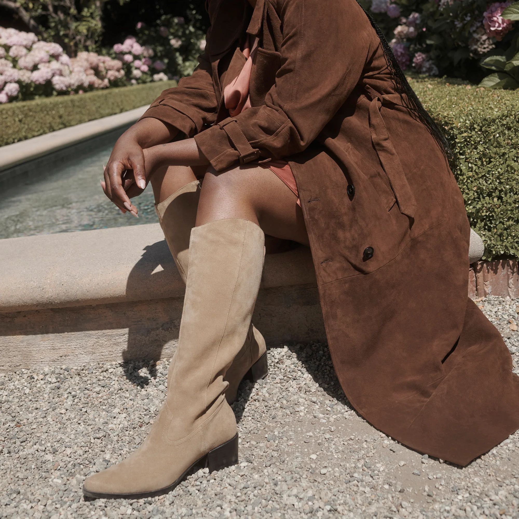 VIRONA H2O WIDE CALF BOOTS DK TAUPE SUEDE - Image 8