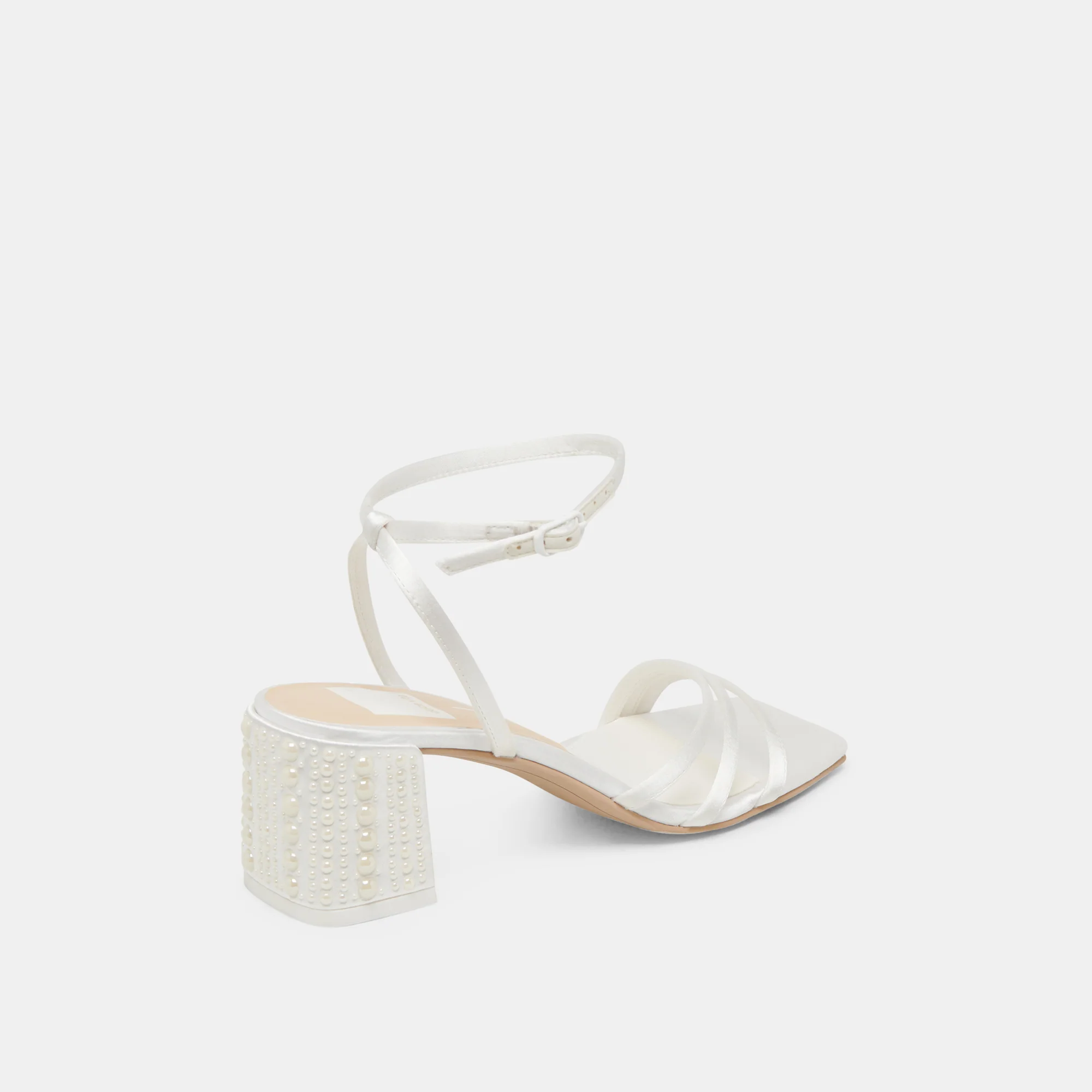 YSABEL PEARL HEELS TRUE WHITE SATIN - Image 5