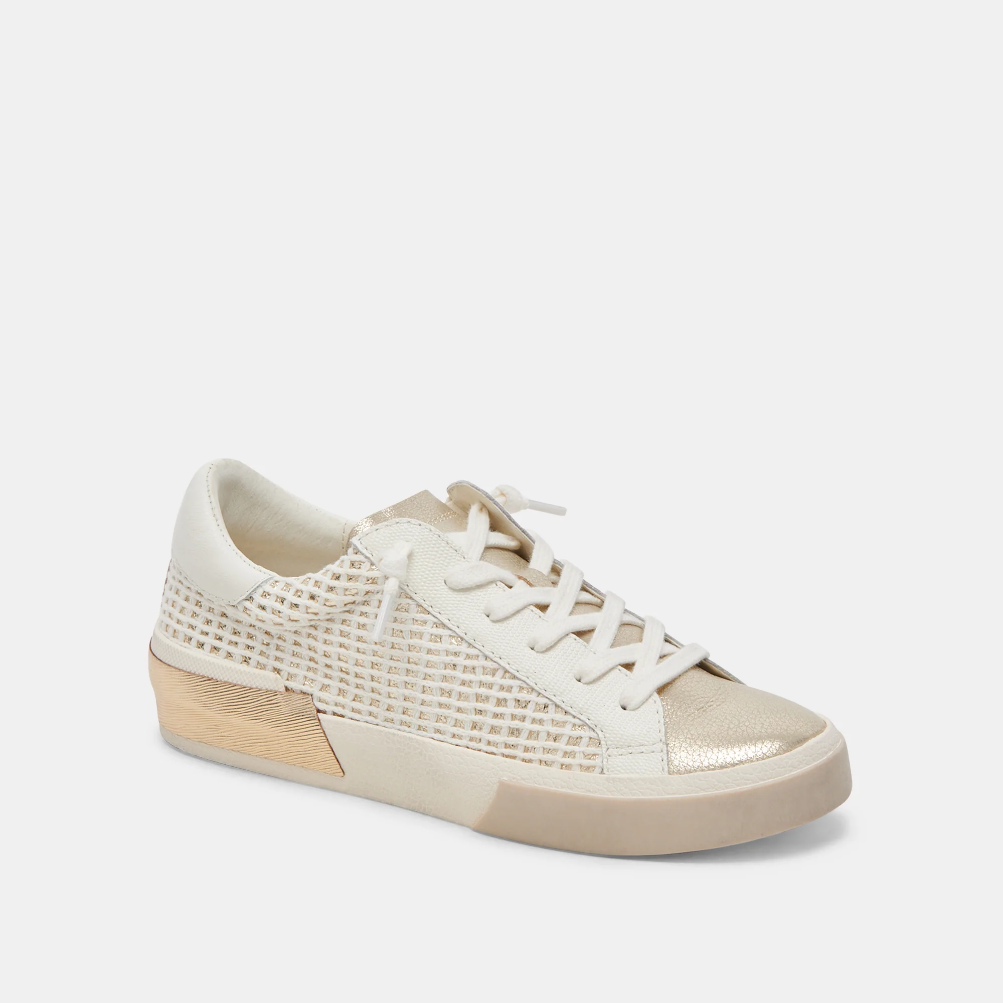 ZINA WIDE SNEAKERS BONE GOLD WOVEN - Image 2