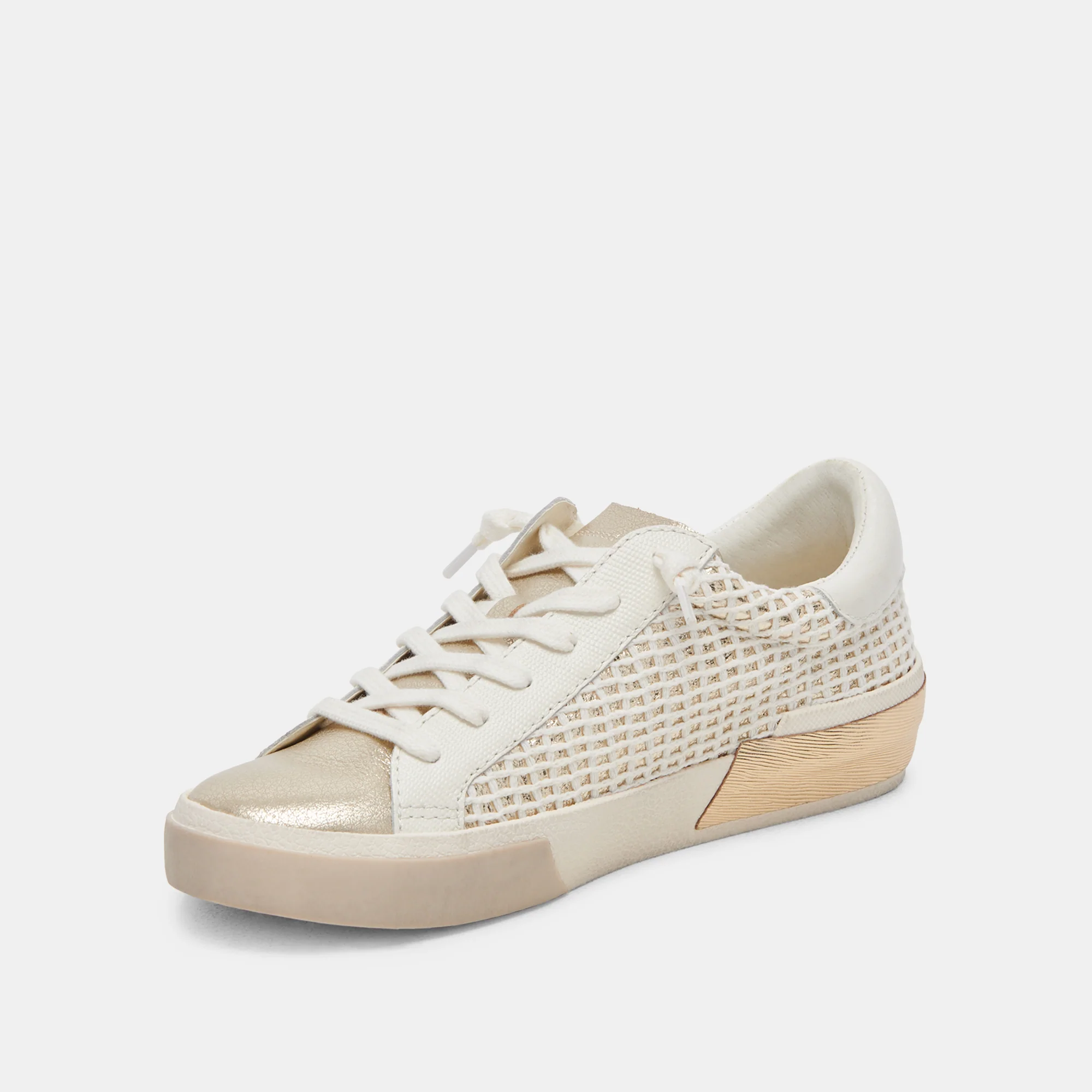 ZINA WIDE SNEAKERS BONE GOLD WOVEN - Image 4