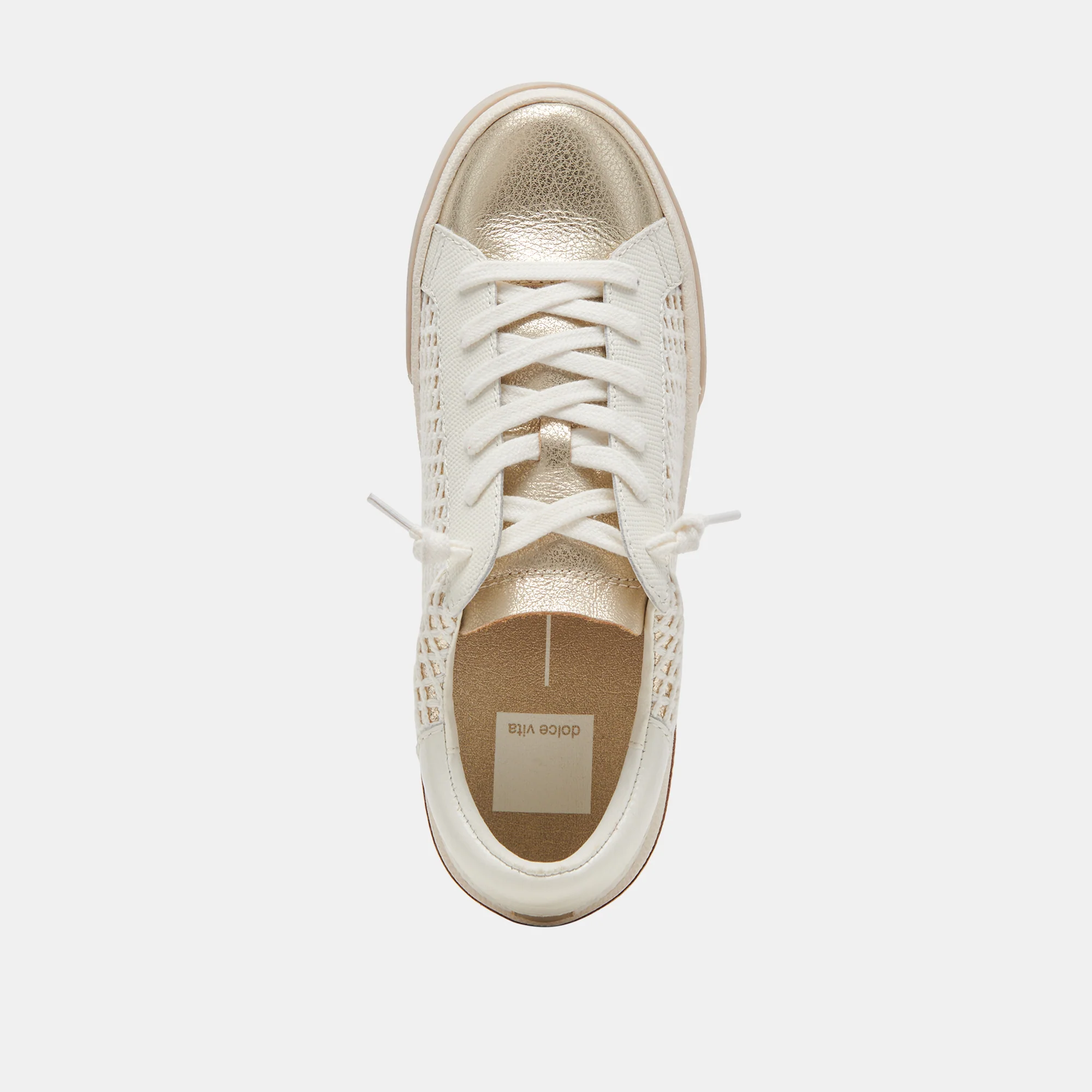 ZINA WIDE SNEAKERS BONE GOLD WOVEN - Image 8